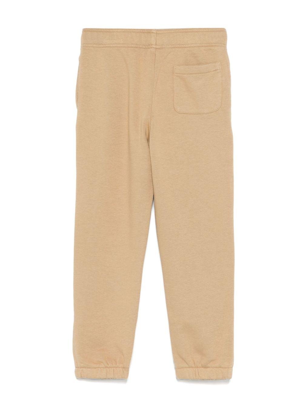 Pantaloni da tuta con logo ricamato per bambino Ralph Lauren Kids beige con caviglie elasticizzate - Rubino Kids