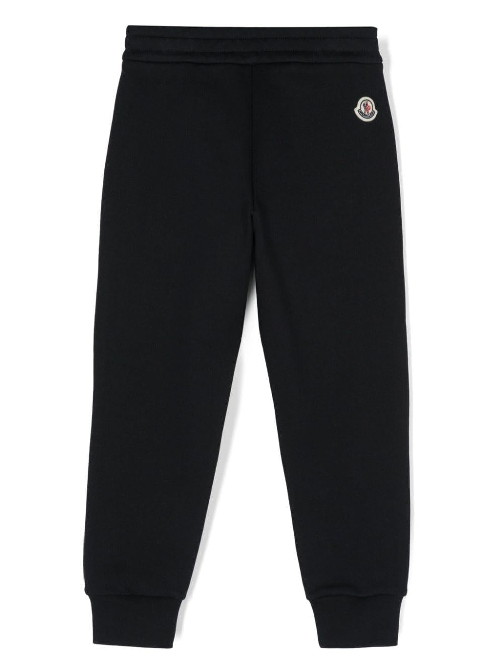 Pantaloni da tuta con stampa logo per bambino Moncler Enfant blu con toppa - Rubino Kids