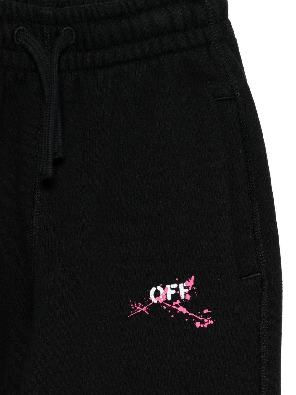 Pantaloni da tuta per bambina Off - White Kids neri con stampa del logo - Rubino Kids