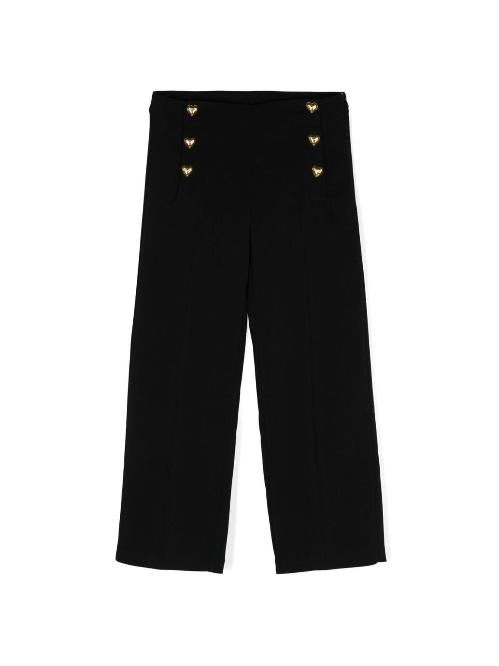 Pantaloni dritti per bambina Moschino Kids nero con bottoni color oro - Rubino Kids