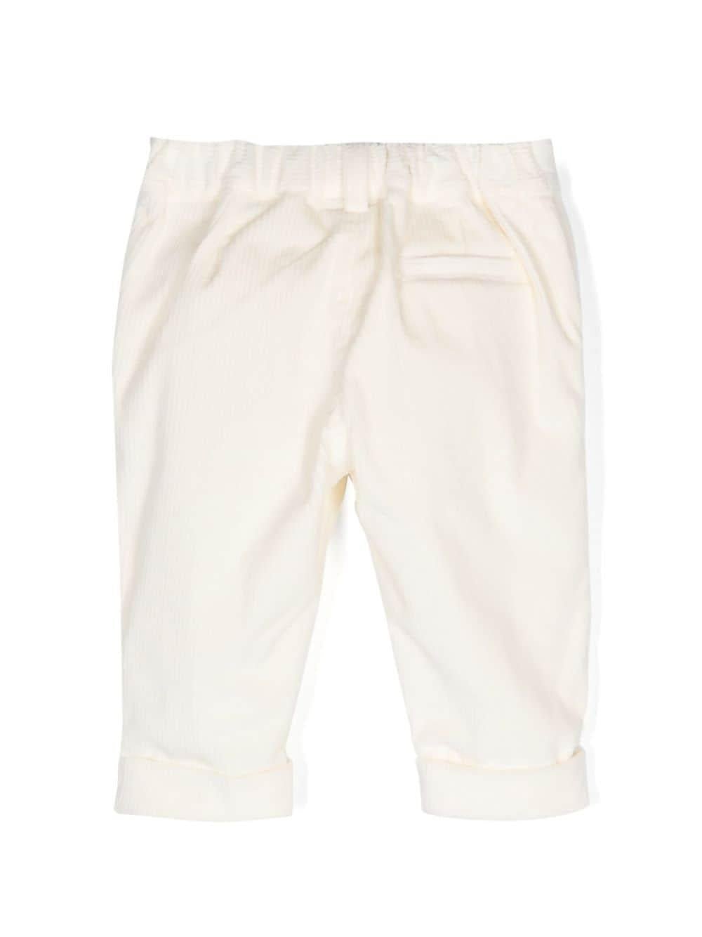 Pantaloni dritti per neonato Fendi Kids beige con tasche a taglio - Rubino Kids