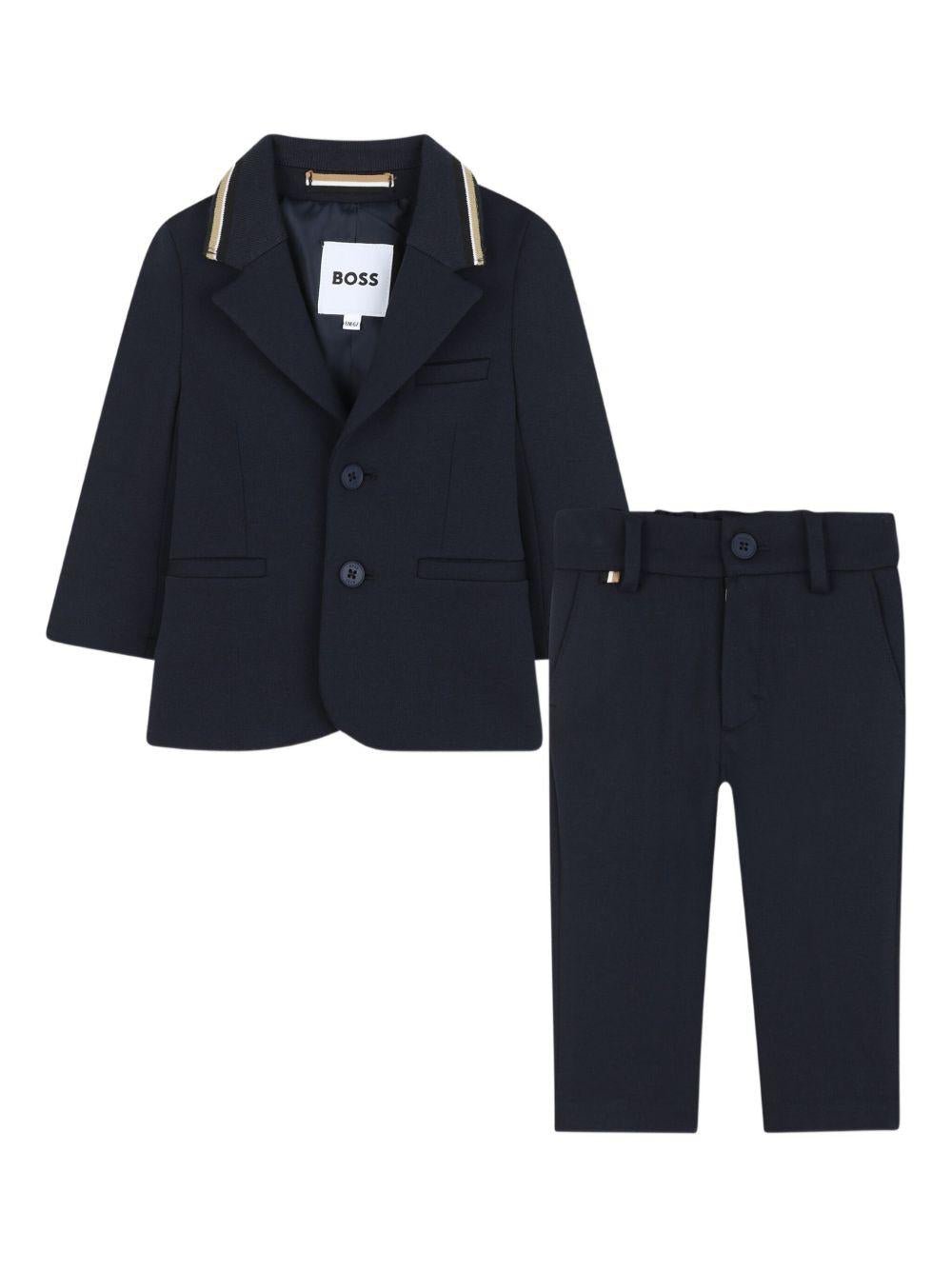 Pantaloni e giacca per neonato BOSS Kidswear blu con orlo a contrasto (2 pezzi) - Rubino Kids