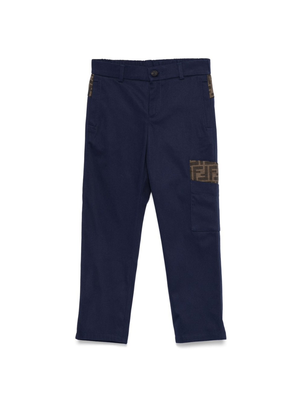 Pantaloni FF jacquard per bambino Fendi Kids blu con chiusura con zip nascosta e bottone - Rubino Kids