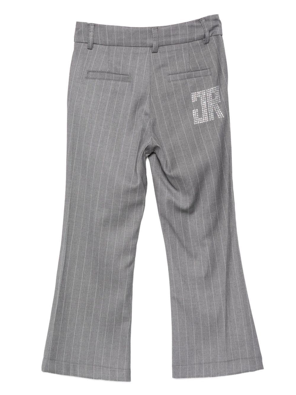 Pantaloni gessati per bambina John Richmond Junior grigi con decorazione sul retro - Rubino Kids