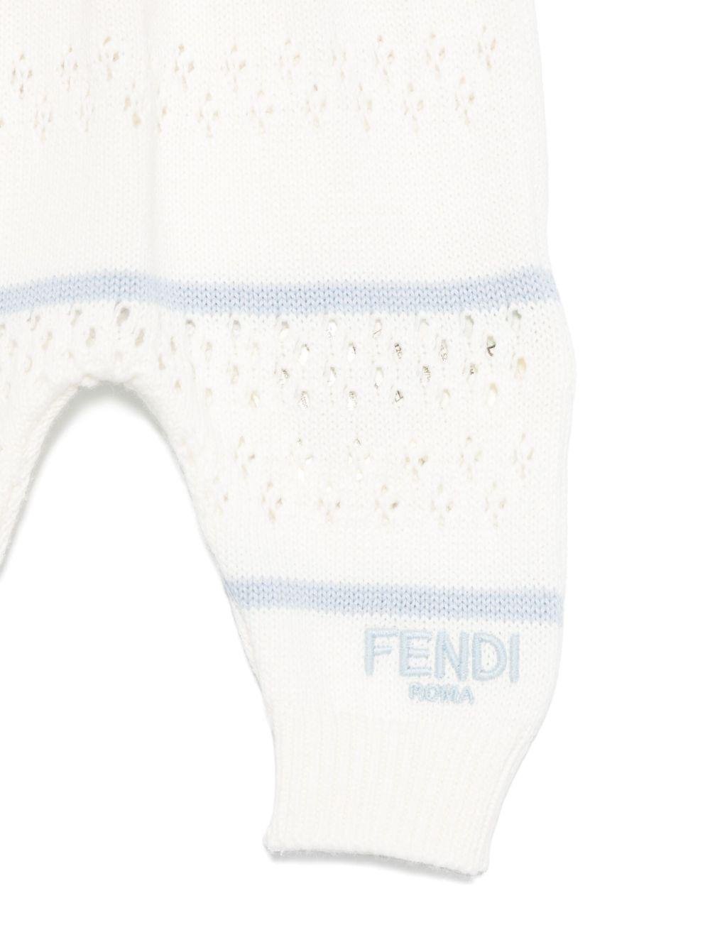 Pantaloni in maglia per neonato Fendi Kids bianco con ricamo all - over - Rubino Kids