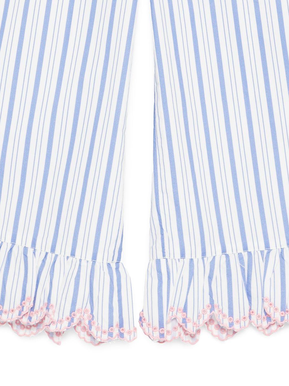 Pantaloni Loukini per bambina Louise Misha bianchi con design a righe azzurre - Rubino Kids