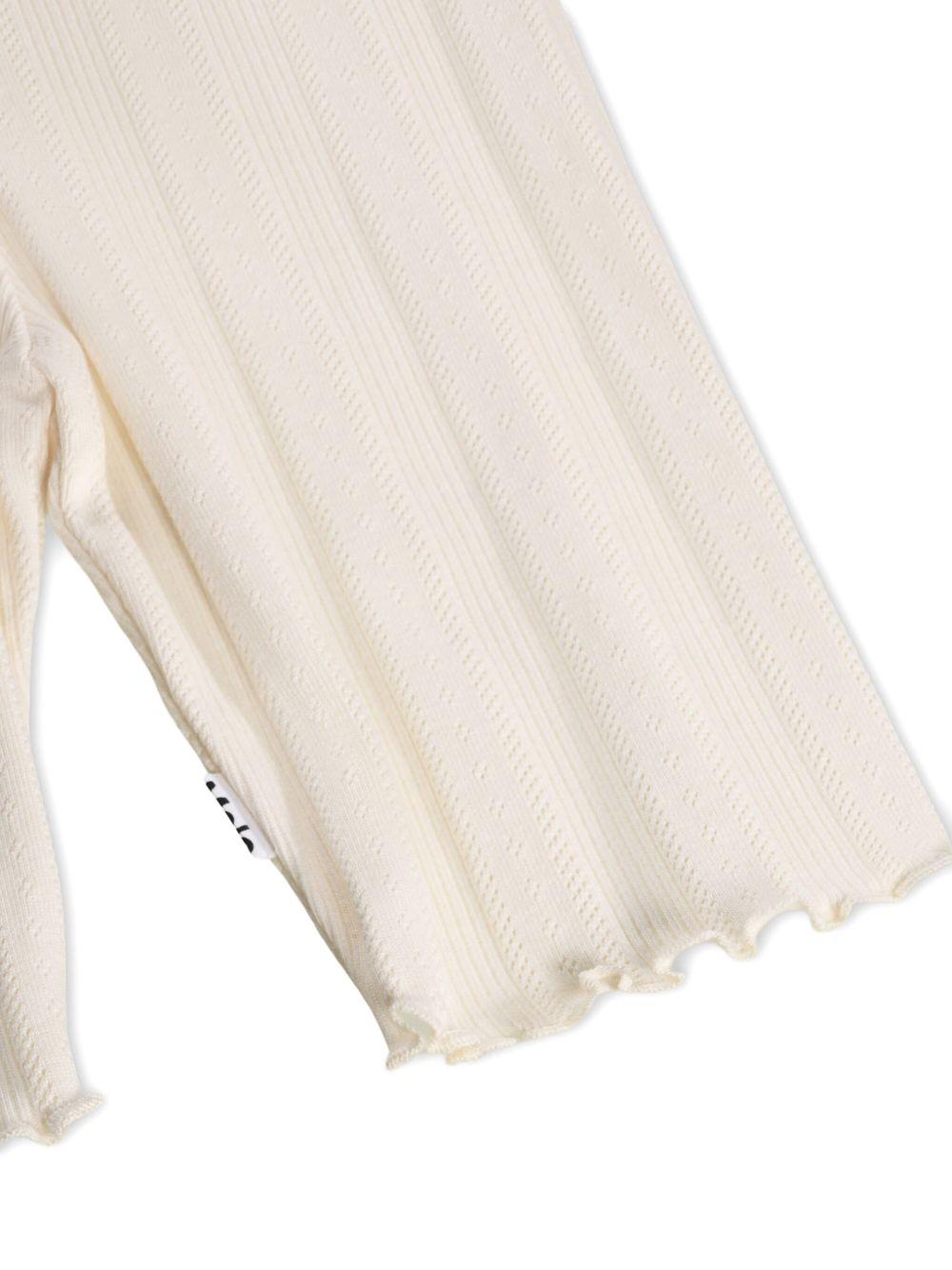 Pantaloni Noella per bambina Molo beige con ruches - Rubino Kids