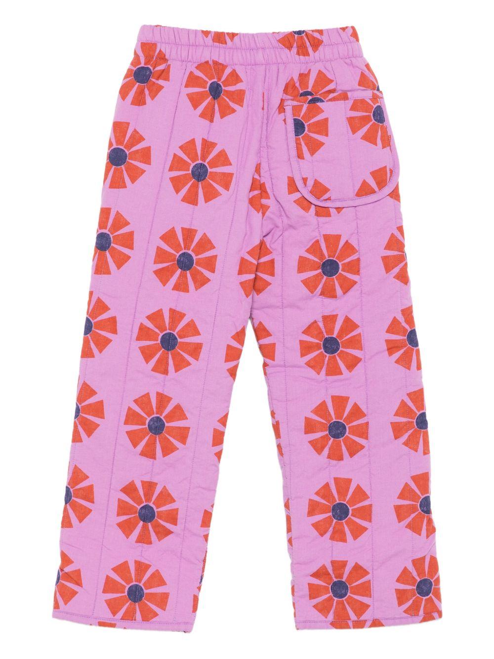 Pantaloni per bambina Bobo Choses rosa con stampa a fiori - Rubino Kids