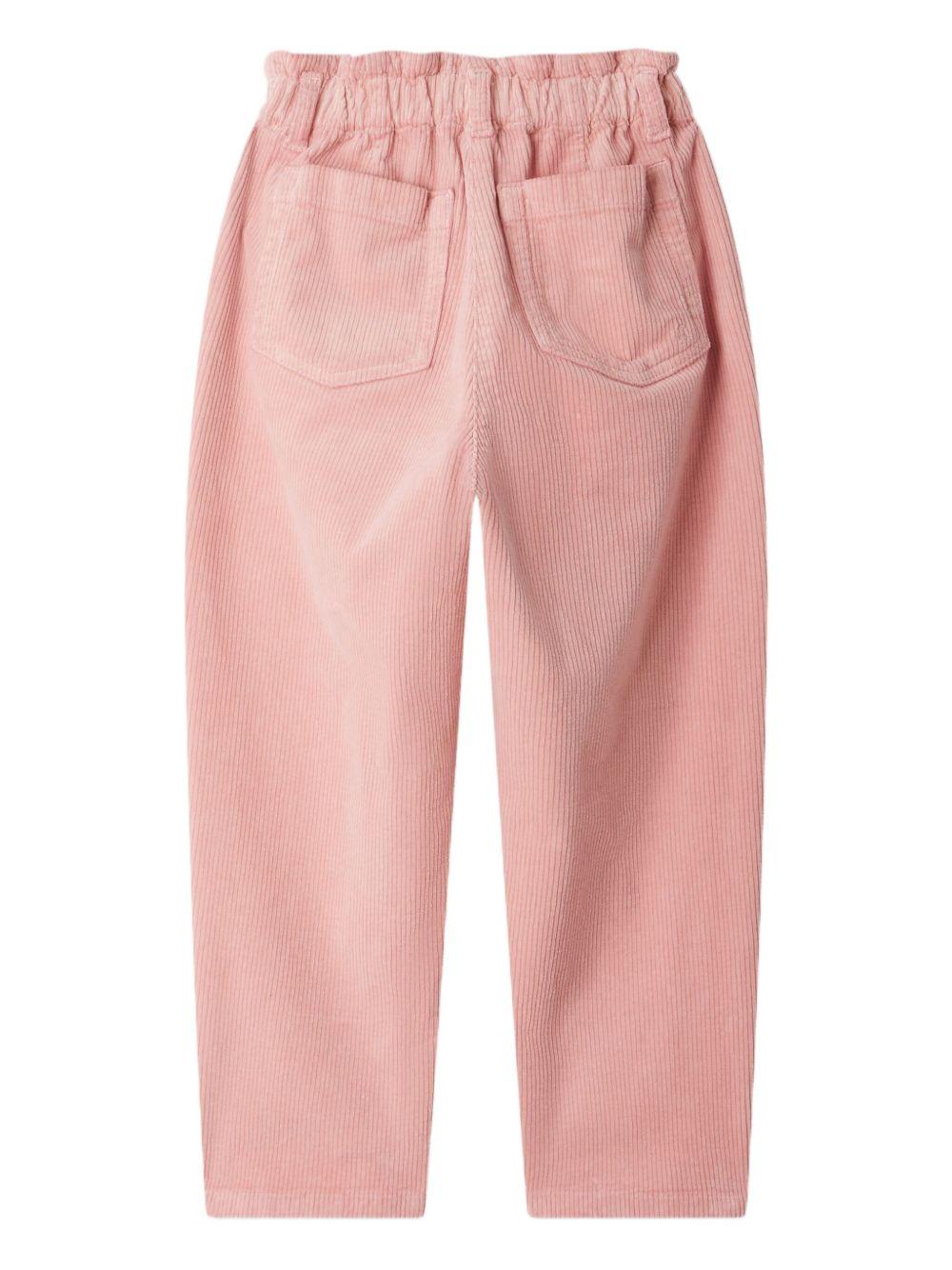 Pantaloni per bambina Bonpoint rosa con motivo a coste - Rubino Kids