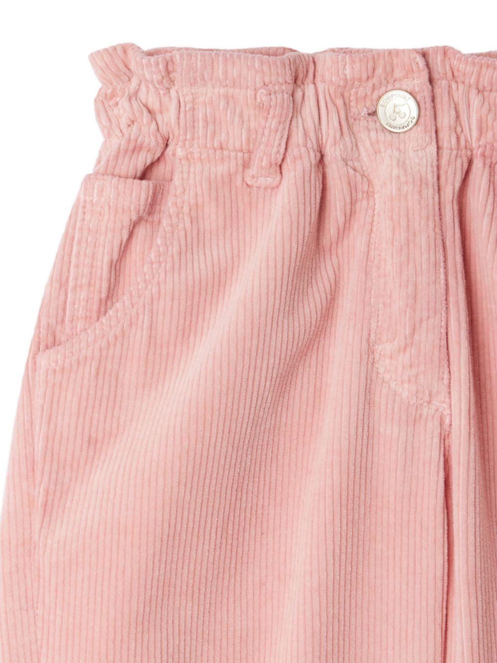 Pantaloni per bambina Bonpoint rosa con motivo a coste - Rubino Kids