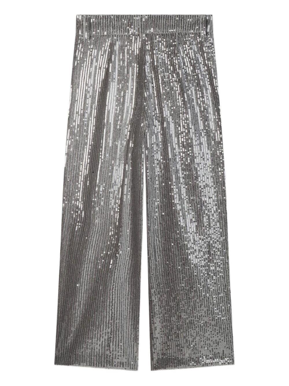 Pantaloni per bambina Dkny Kids argentati con design paillettes all - over - Rubino Kids
