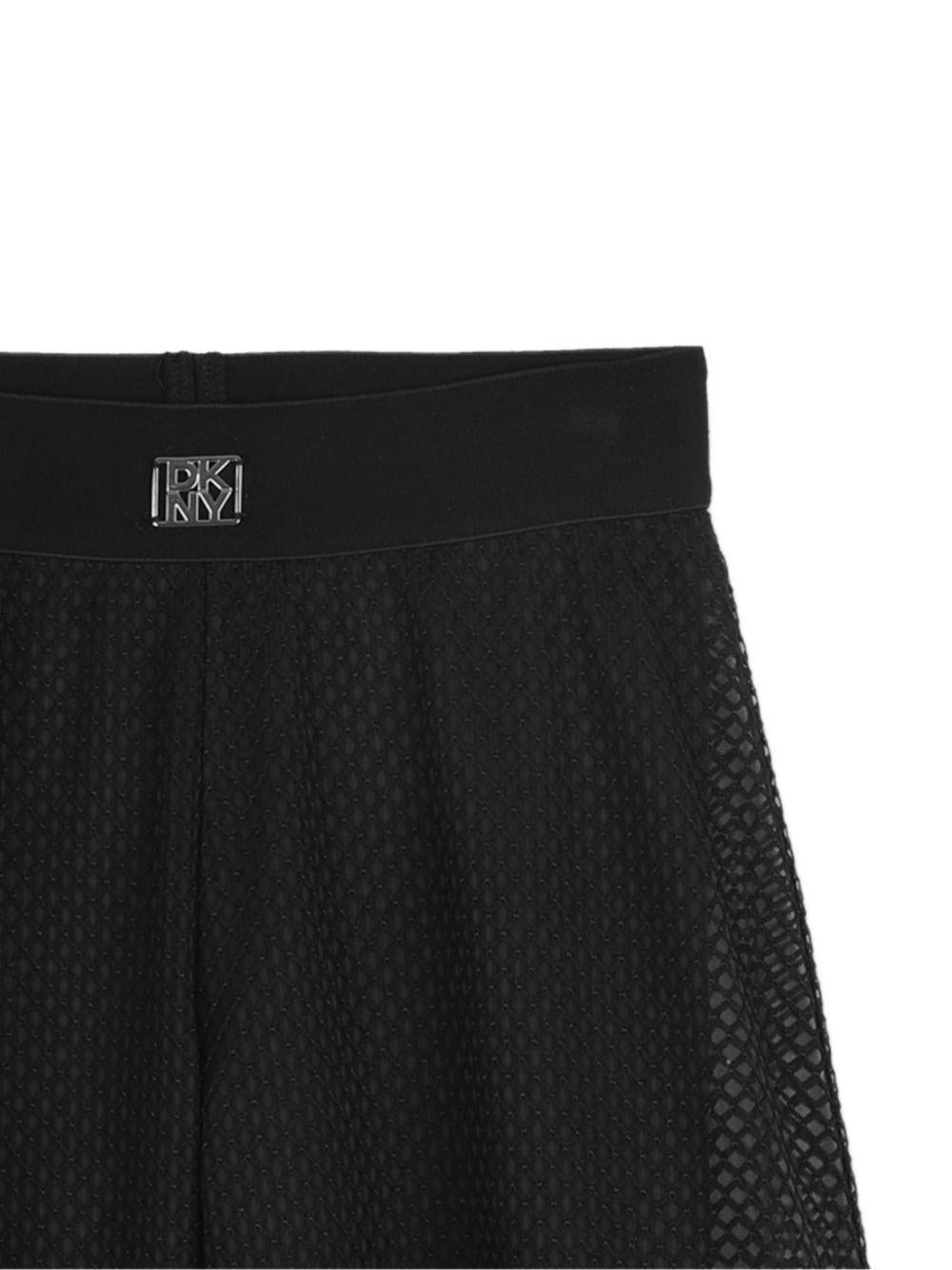 Pantaloni per bambina DKNY Kids neri con placca logo - Rubino Kids