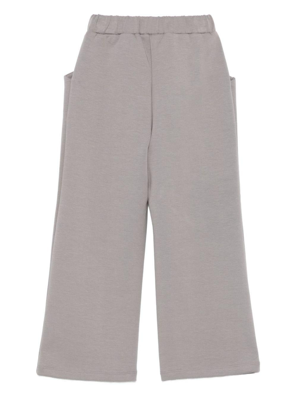 Pantaloni per bambina Douuod Kids grigi con logo goffrato - Rubino Kids