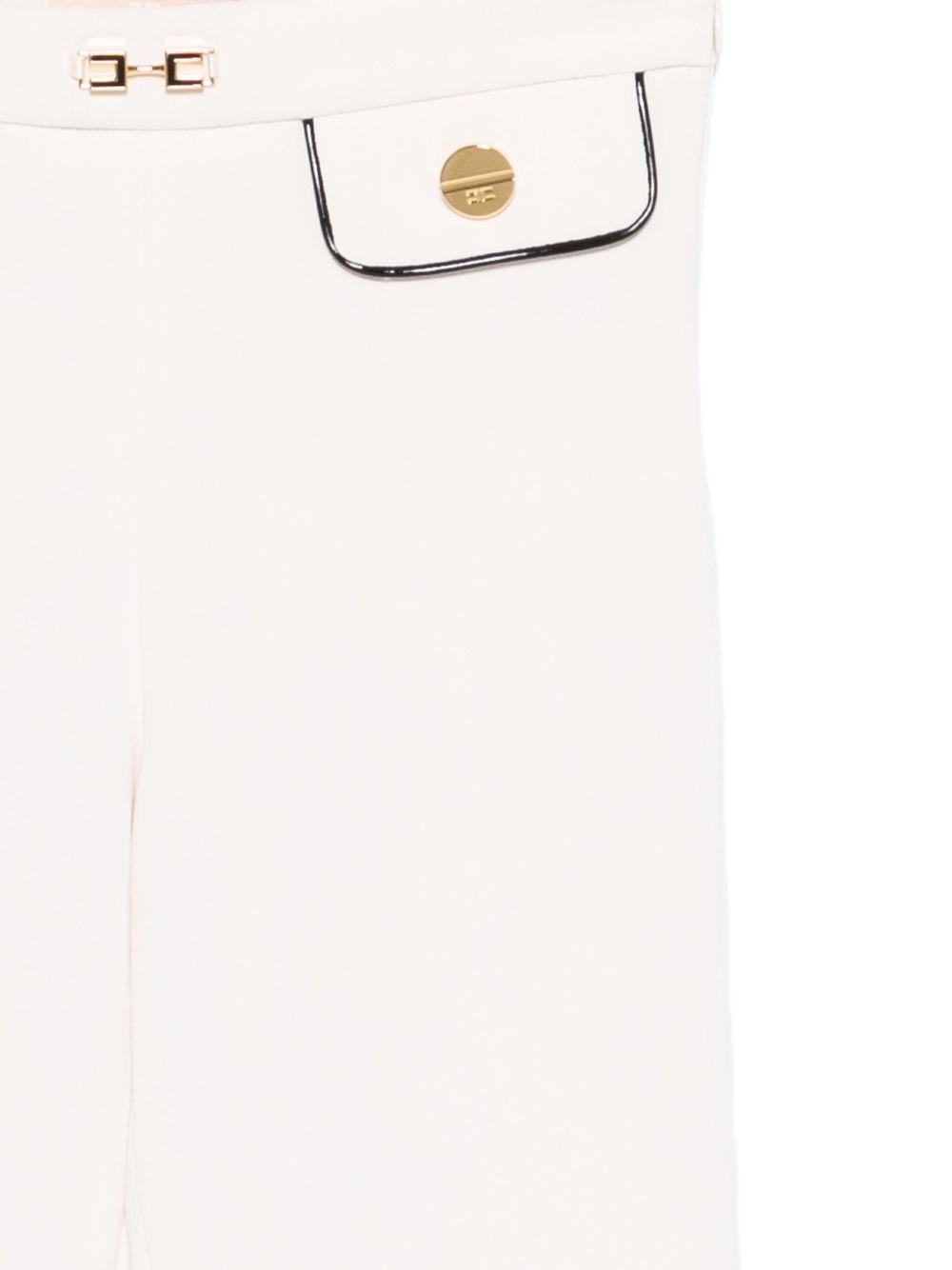 Pantaloni per bambina Elisabetta Franchi La Mia Bambina bianchi con profili a contrasto - Rubino Kids