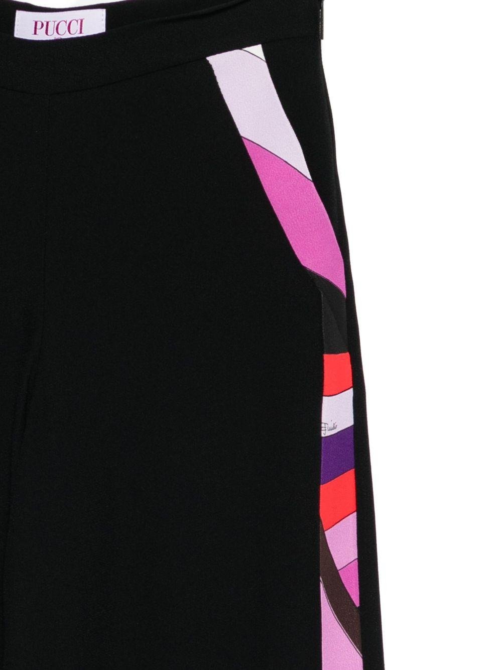 Pantaloni per bambina Emilio Pucci Junior nero a fantasia geometrica - Rubino Kids