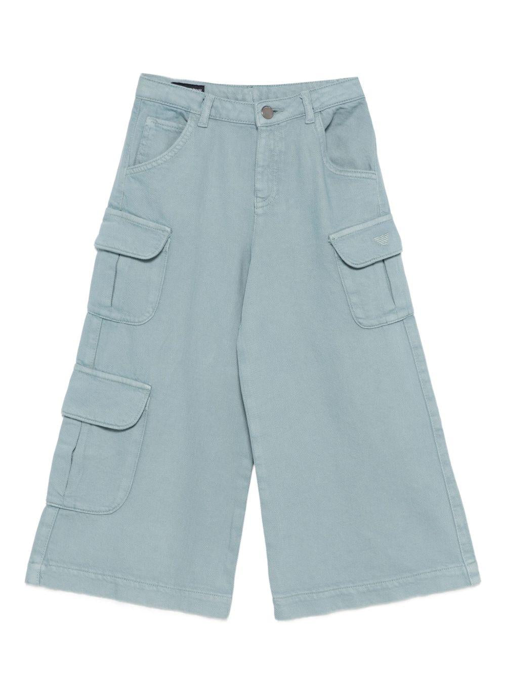 Pantaloni per bambina Emporio Armani Kids grigi con tasche cargo - Rubino Kids