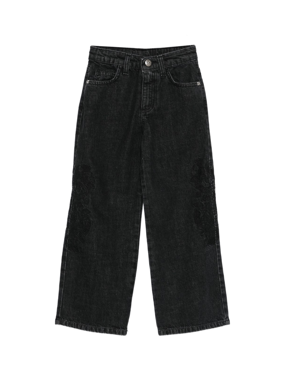 Pantaloni per bambina John Richmond Junior nero con applicazione - Rubino Kids