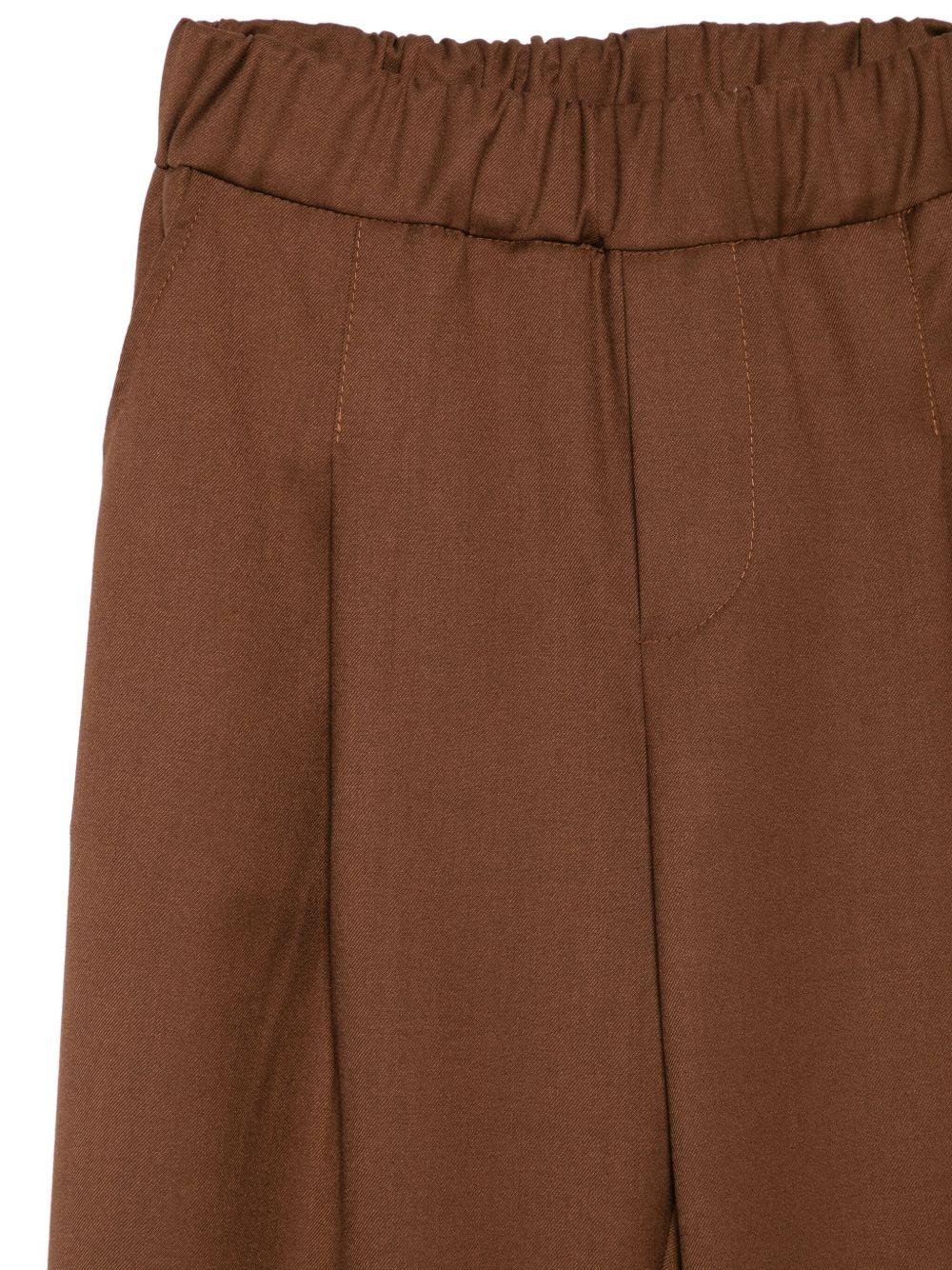 Pantaloni per bambina Laneus Kids marroni con elastico in vita - Rubino Kids