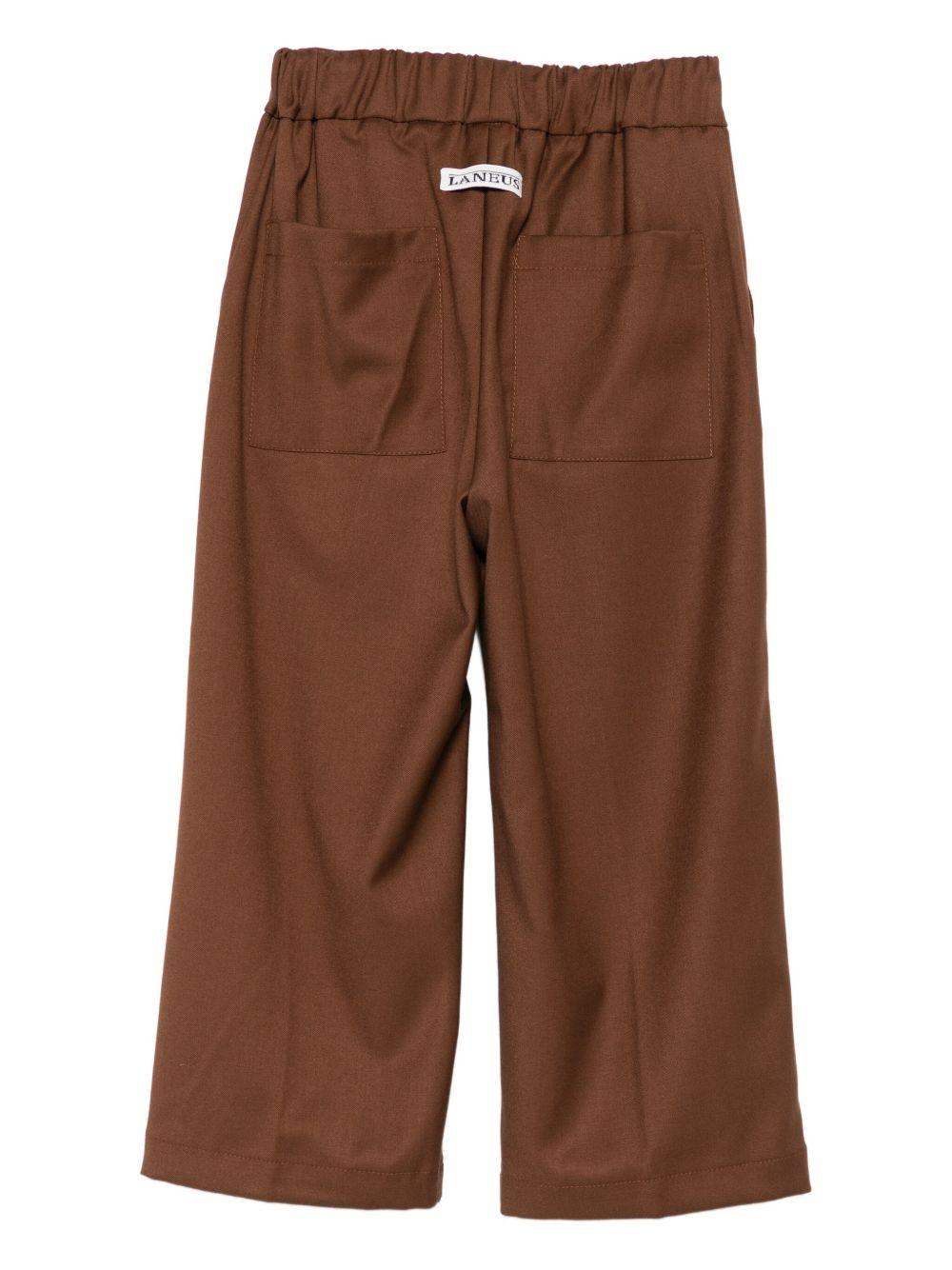 Pantaloni per bambina Laneus Kids marroni con elastico in vita - Rubino Kids