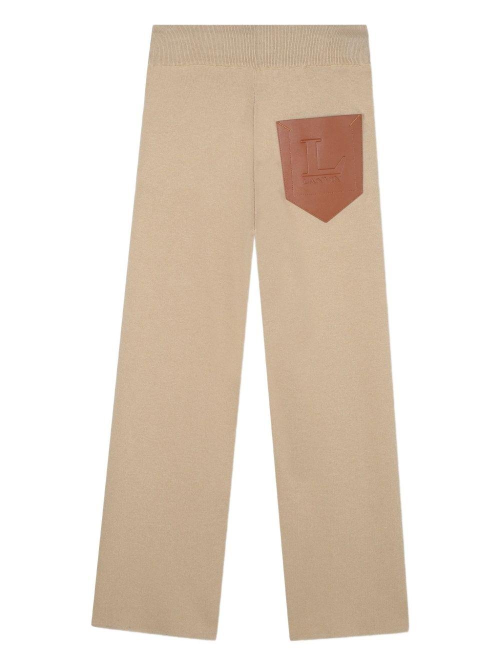 Pantaloni per bambina Lanvin Enfant beige con coulisse - Rubino Kids