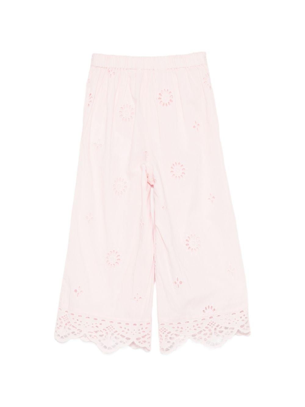 Pantaloni per bambina Louise Misha rosa con dettagli ricamati - Rubino Kids