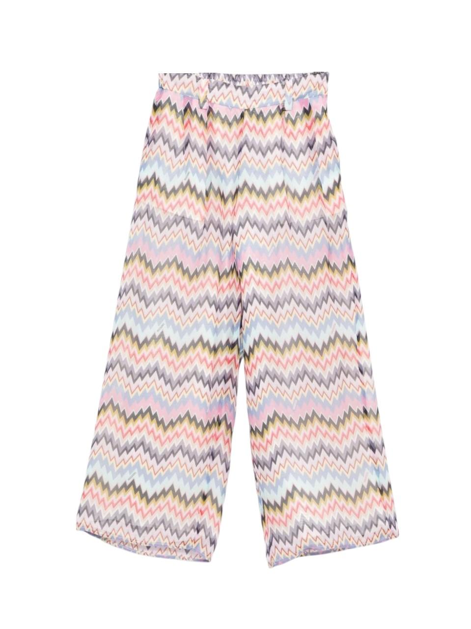 Pantaloni per bambina Missoni Kids multicolore con stampa a zigzag - Rubino Kids