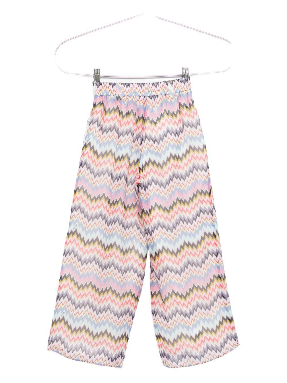Pantaloni per bambina Missoni Kids multicolore con stampa a zigzag - Rubino Kids