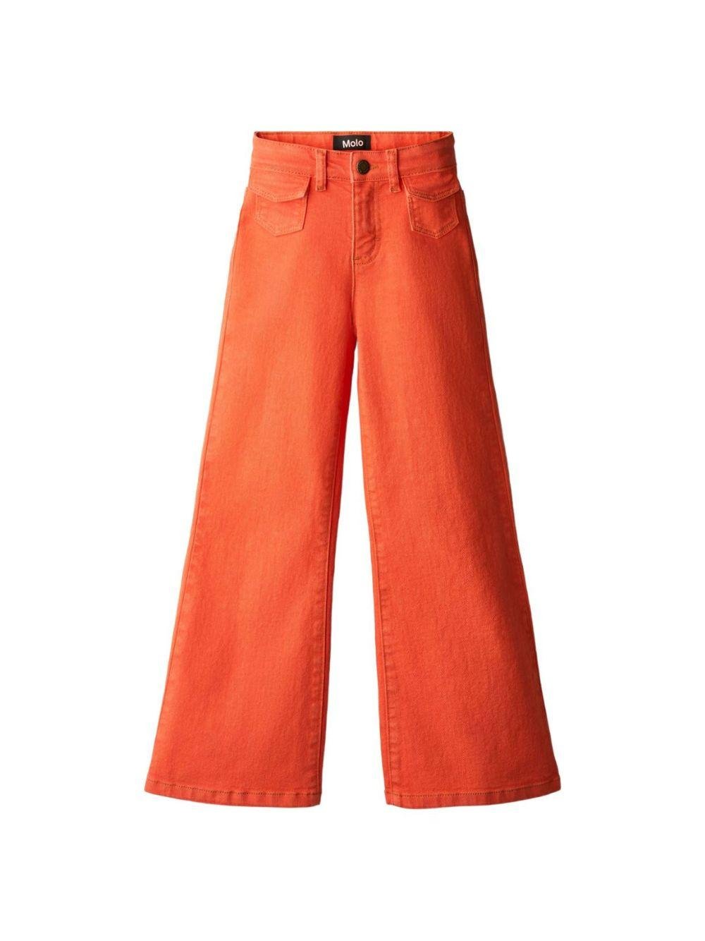 Pantaloni per bambina Molo Atla arancione con due tasche posteriori applicate - Rubino Kids