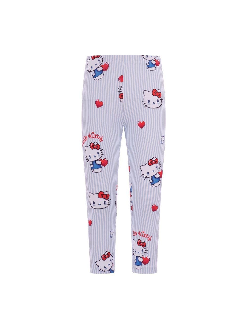 Pantaloni per bambina Monnalisa azzurri con stampa grafica all - over - Rubino Kids
