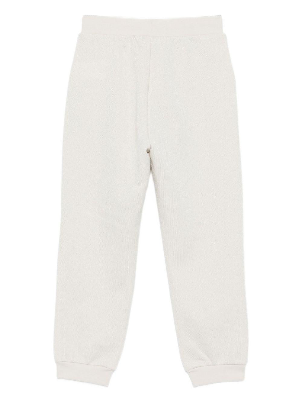 Pantaloni per bambina Monnalisa beige con decorazione a cuore - Rubino Kids