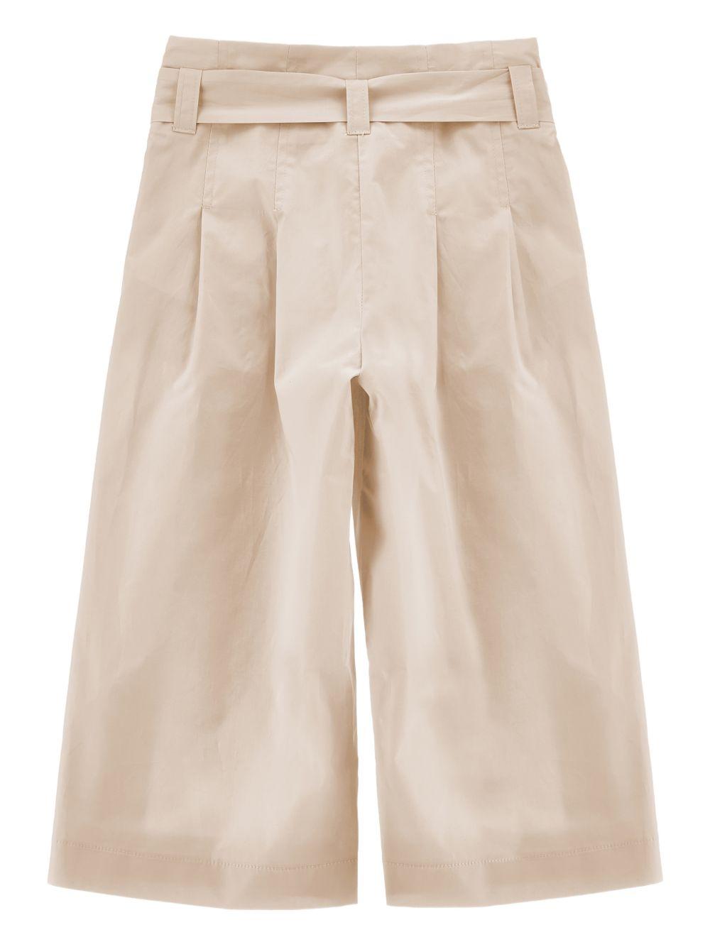 Pantaloni per bambina Monnalisa beige con dettaglio fiocco - Rubino Kids