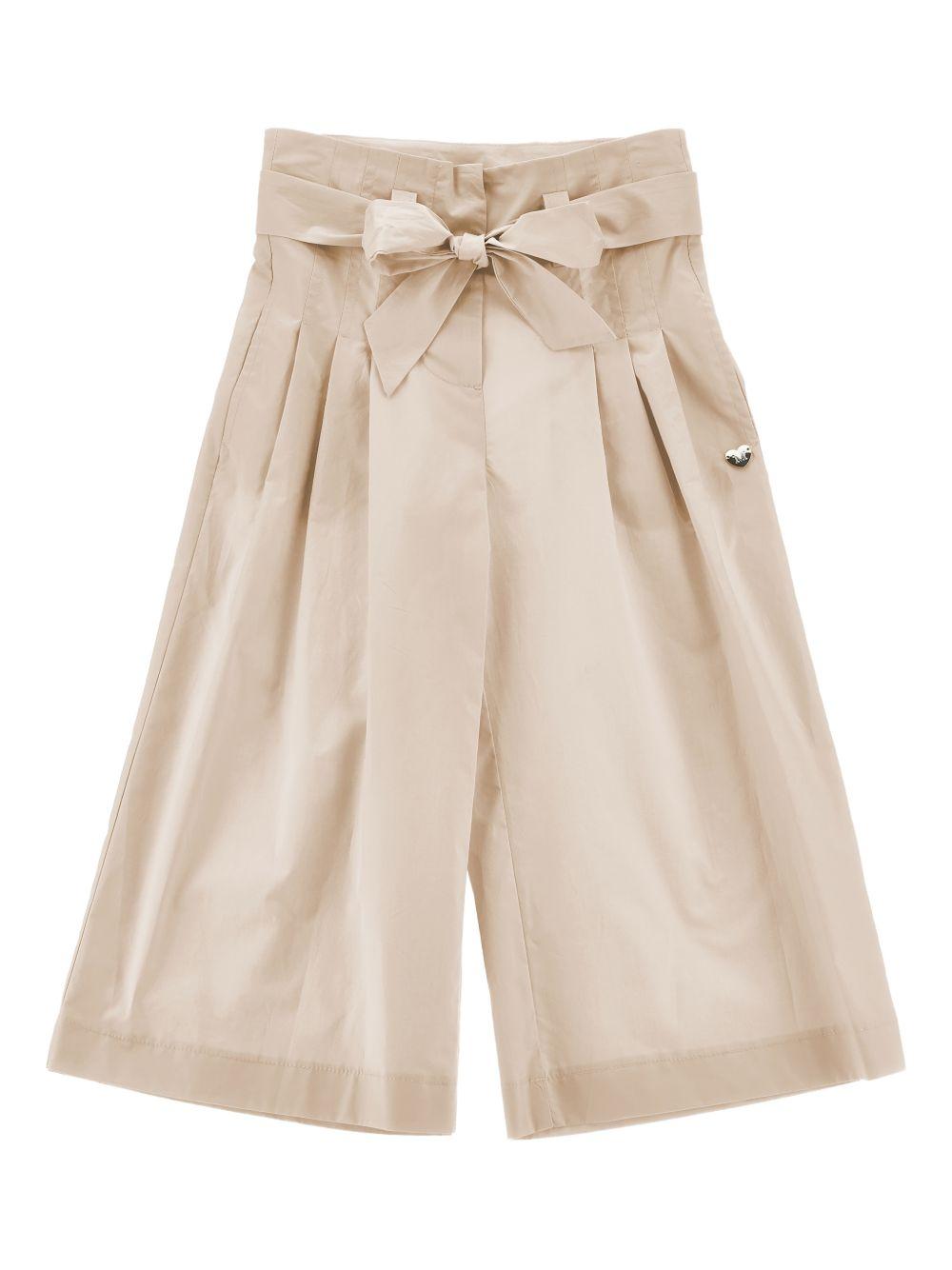 Pantaloni per bambina Monnalisa beige con dettaglio fiocco - Rubino Kids