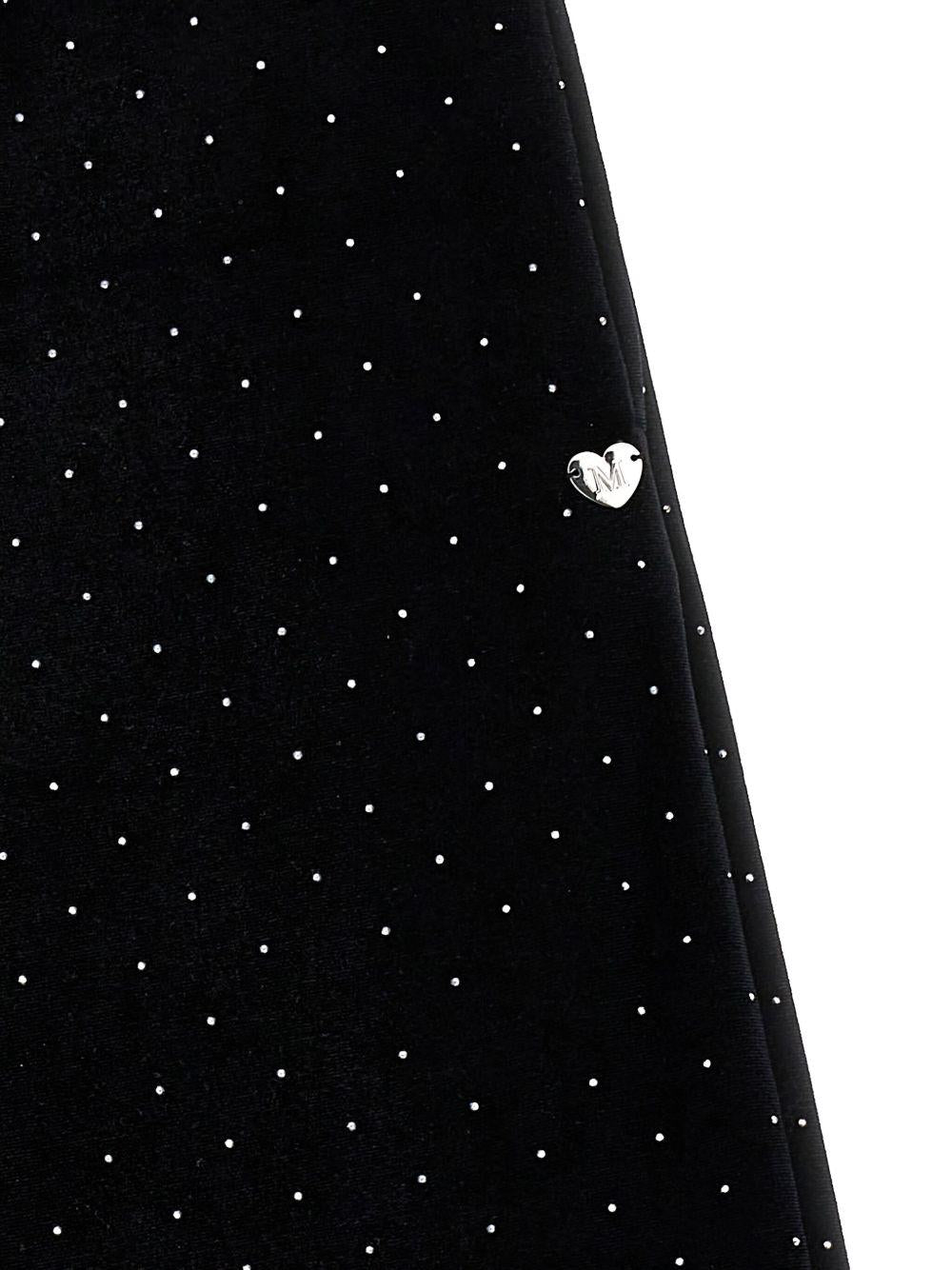 Pantaloni per bambina Monnalisa nero in jersey con motivo a pois - Rubino Kids