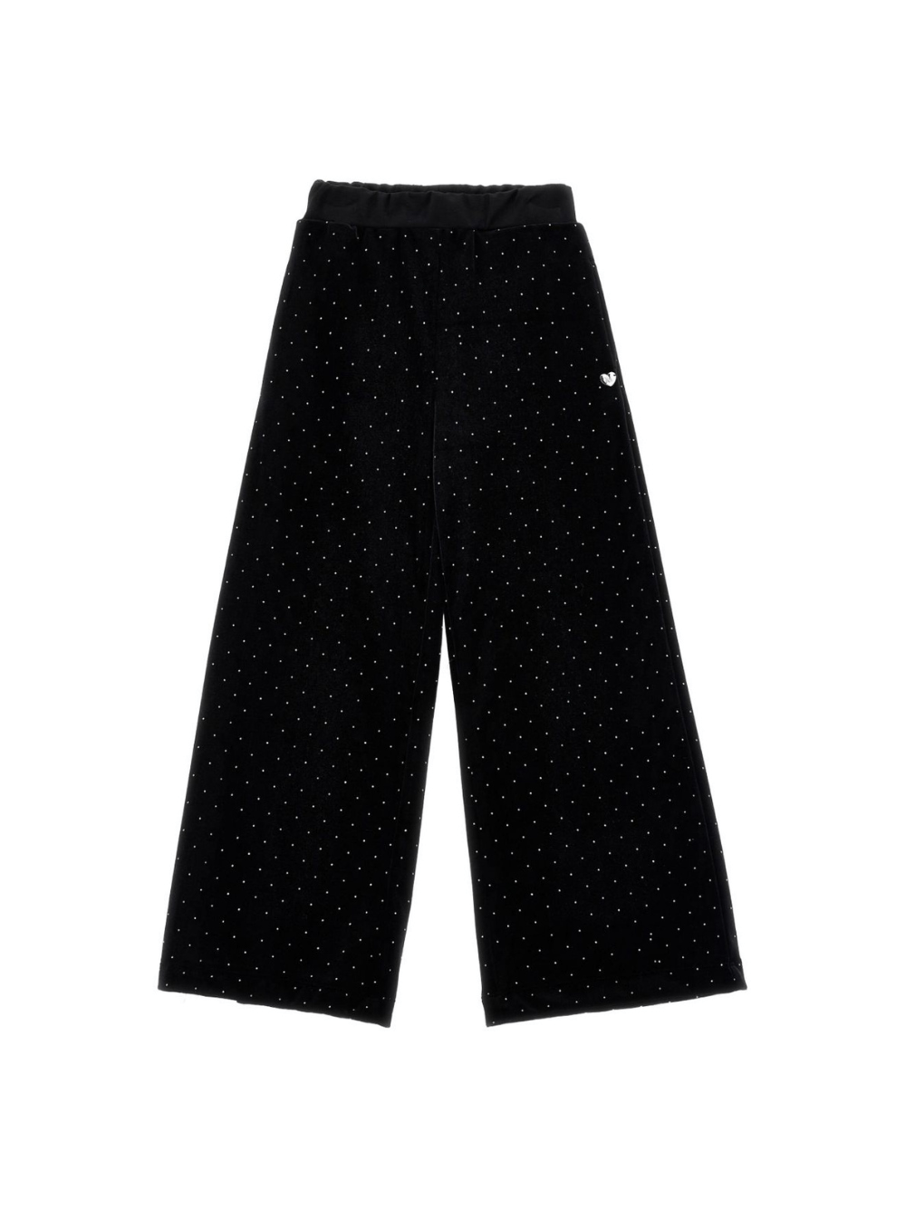 Pantaloni per bambina Monnalisa nero in jersey con motivo a pois - Rubino Kids