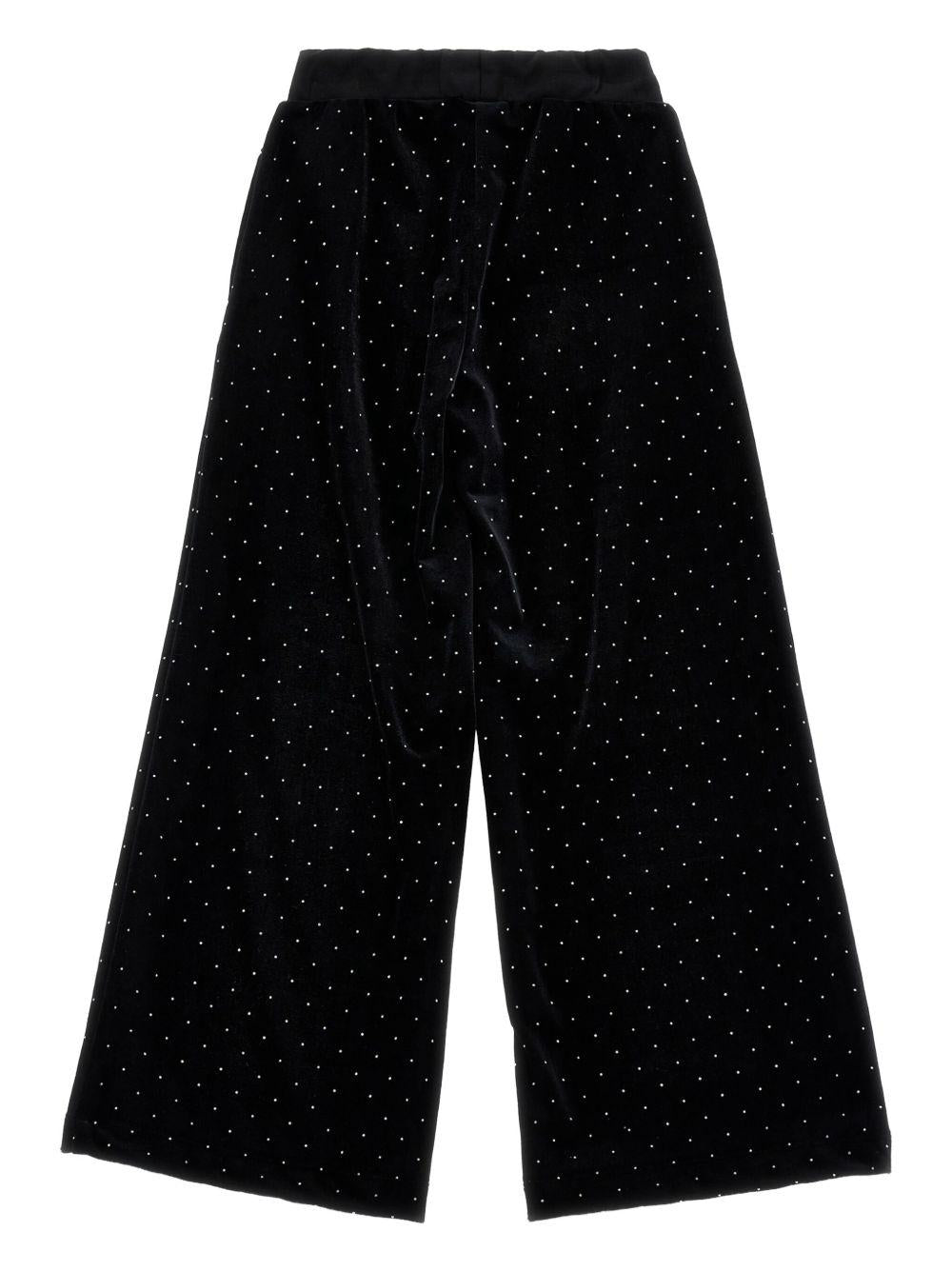 Pantaloni per bambina Monnalisa nero in jersey con motivo a pois - Rubino Kids