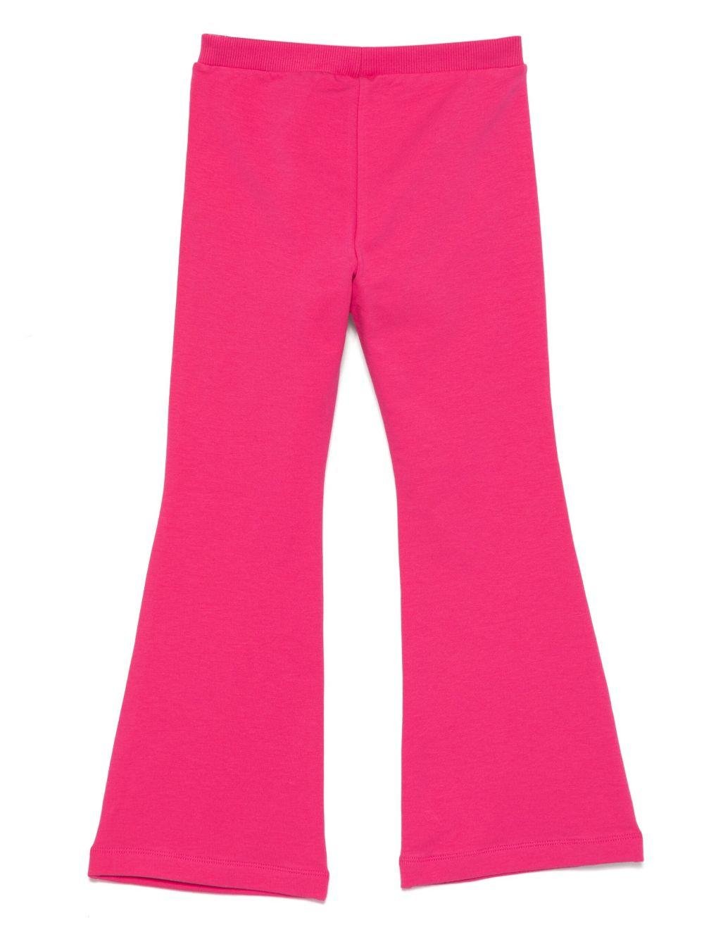 Pantaloni per bambina Moschino Kids fucsia con stampa orsetto - Rubino Kids