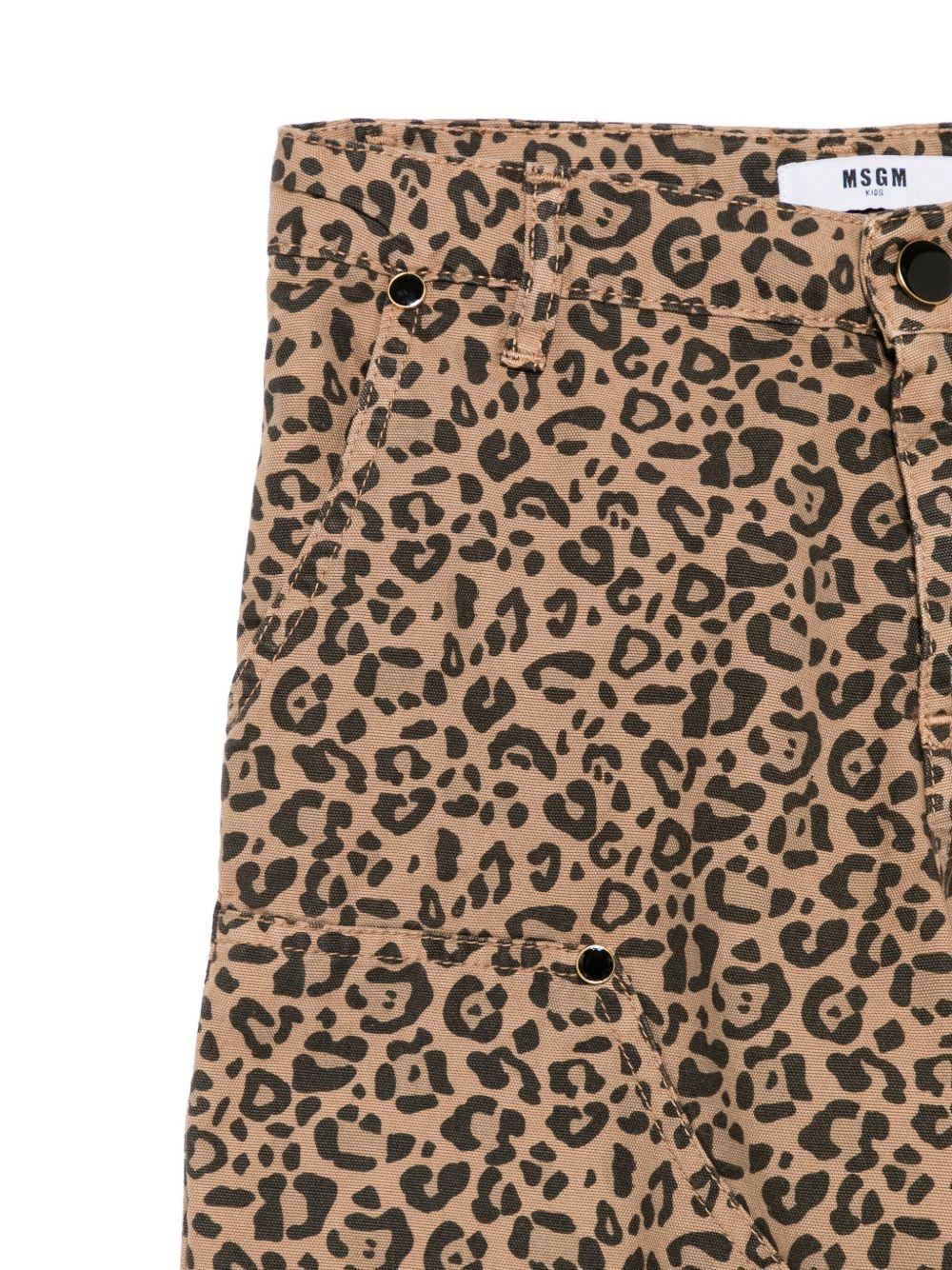 Pantaloni per bambina MSGM Kids animalier con stampa leopardata - Rubino Kids