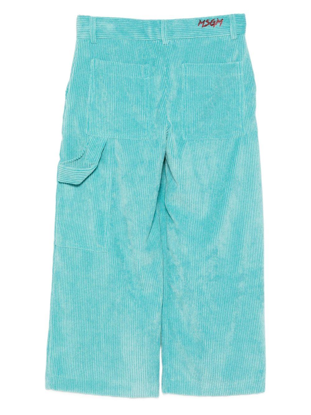 Pantaloni per bambina MSGM Kids azzurri con tasche laterali - Rubino Kids
