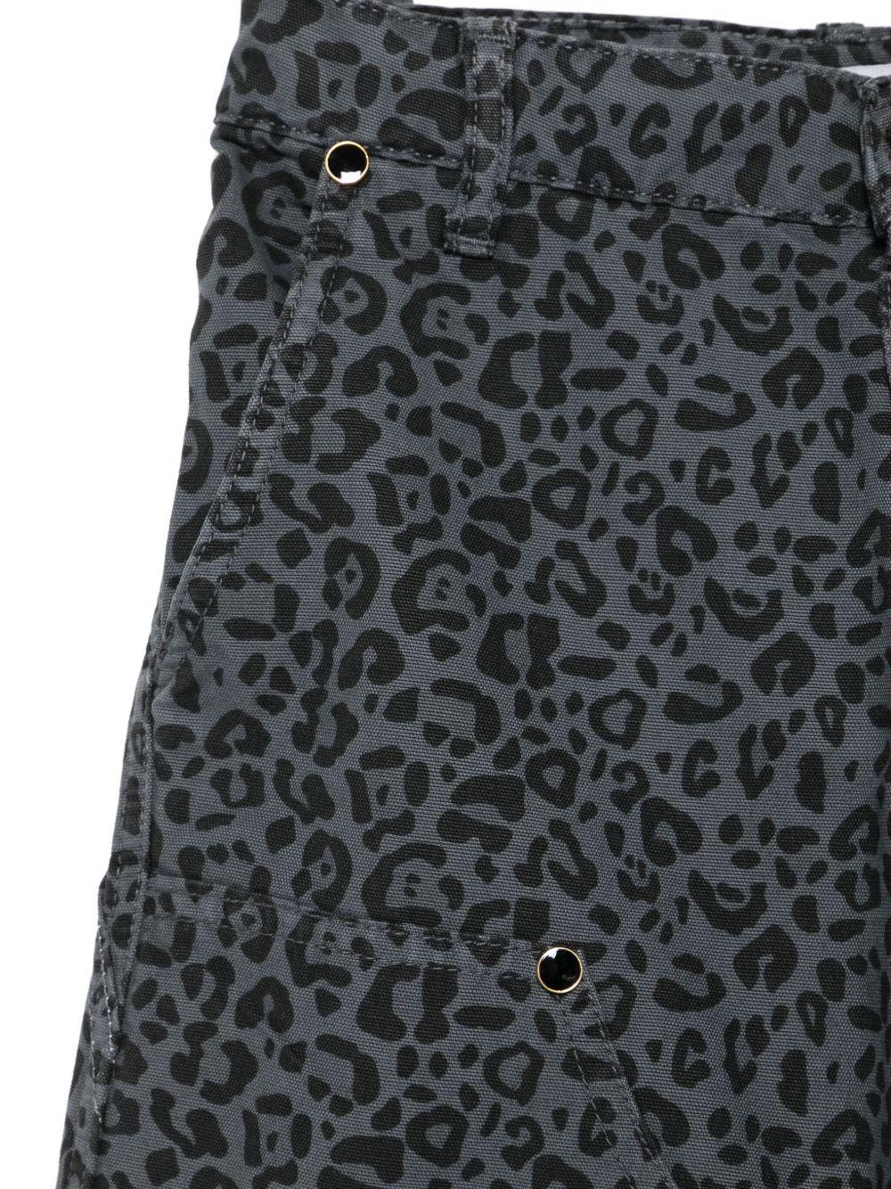 Pantaloni per bambina MSGM Kids grigi con stampa leopardata - Rubino Kids
