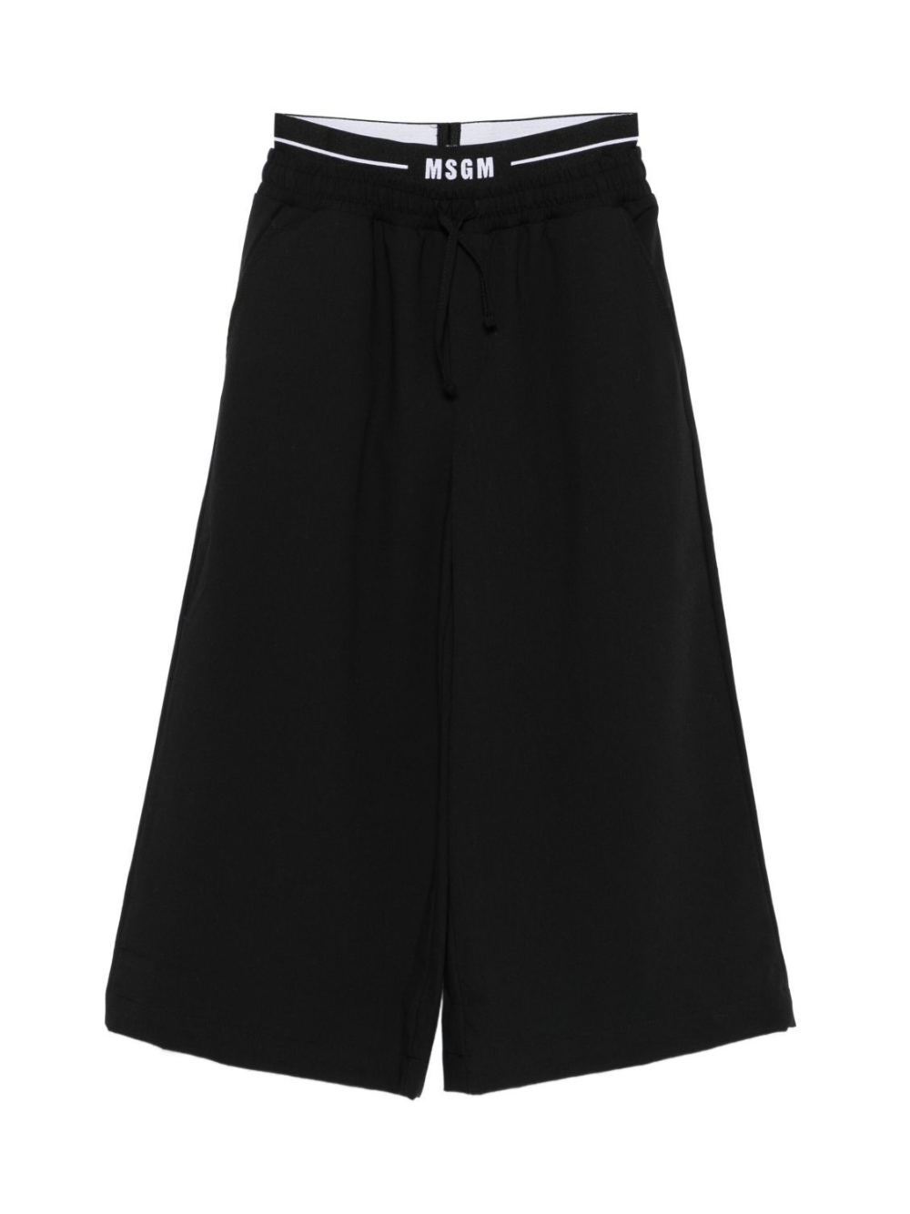 Pantaloni per bambina MSGM Kids neri con dettaglio logo - Rubino Kids