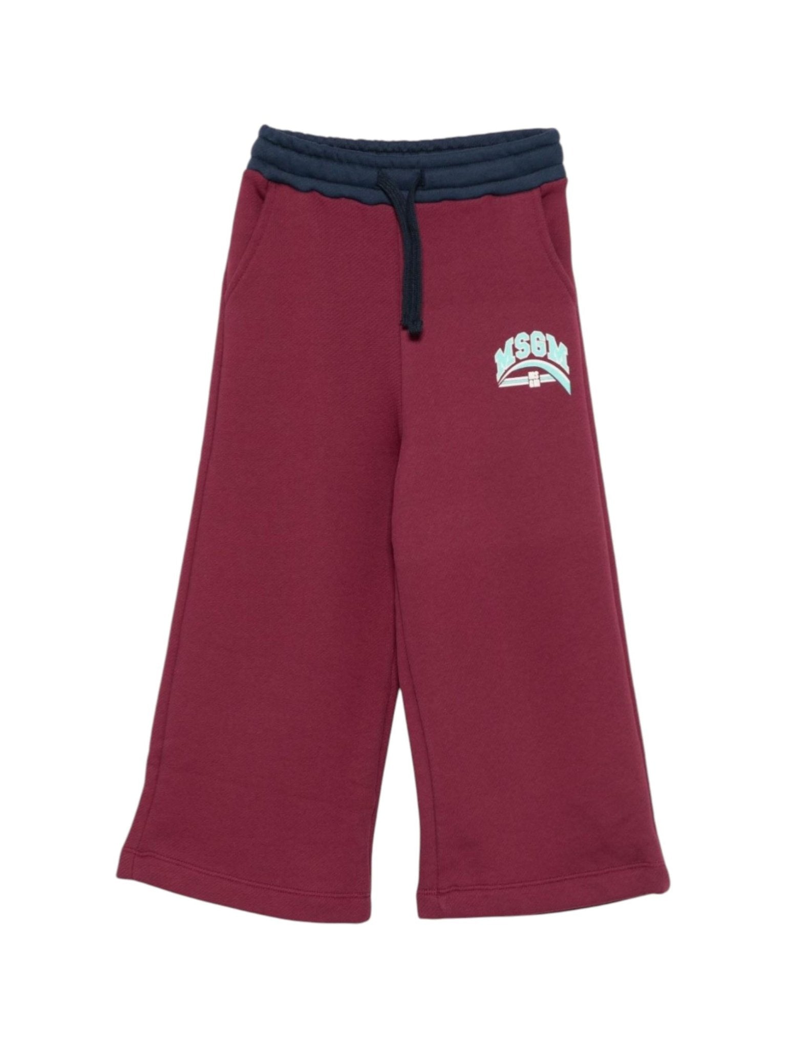 Pantaloni per bambina MSGM Kids rossi con stampa del logo - Rubino Kids