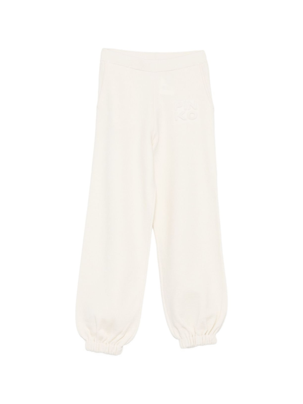 Pantaloni per bambina Pinko Kids bianchi con logo in rilievo - Rubino Kids