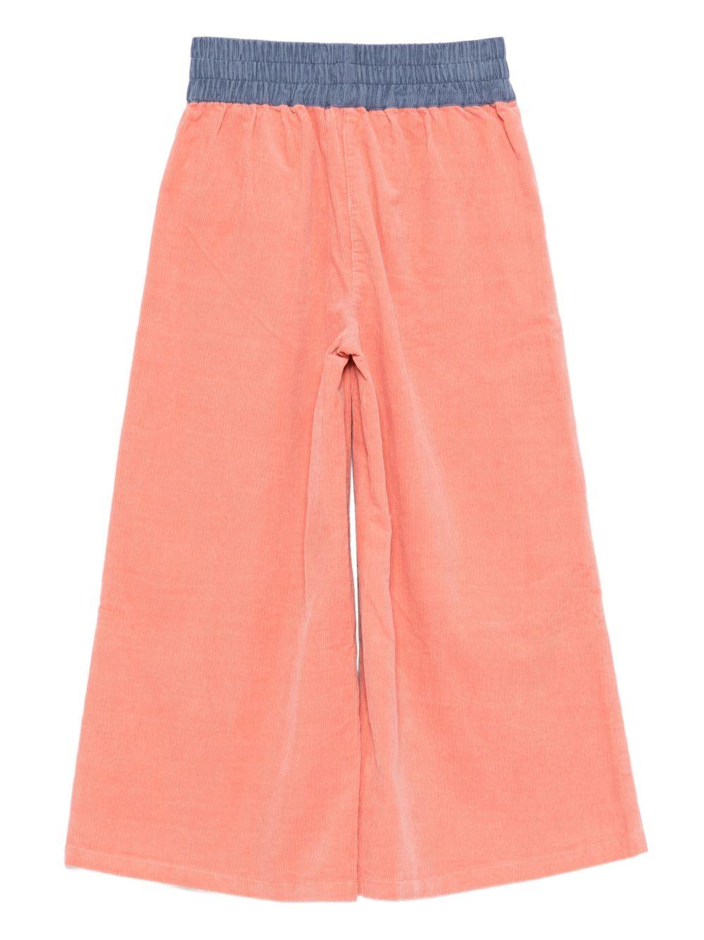 Pantaloni per bambina Stella McCartney Kids arancione a coste con ricamo - Rubino Kids