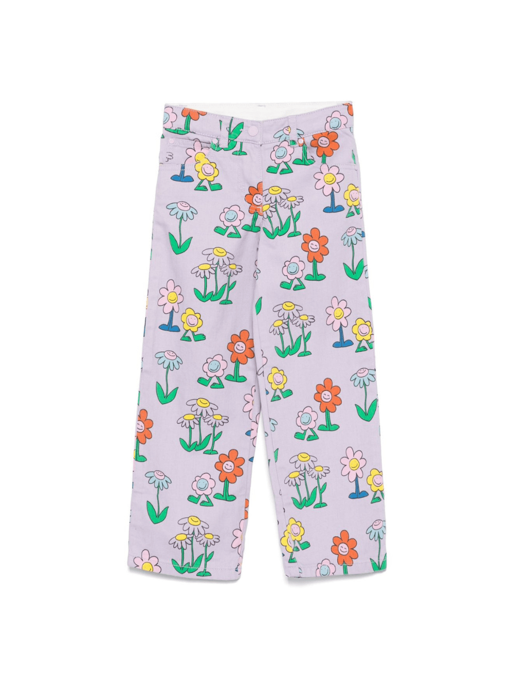 Pantaloni per bambina Stella McCartney Kids lilla con stampa floreale - Rubino Kids