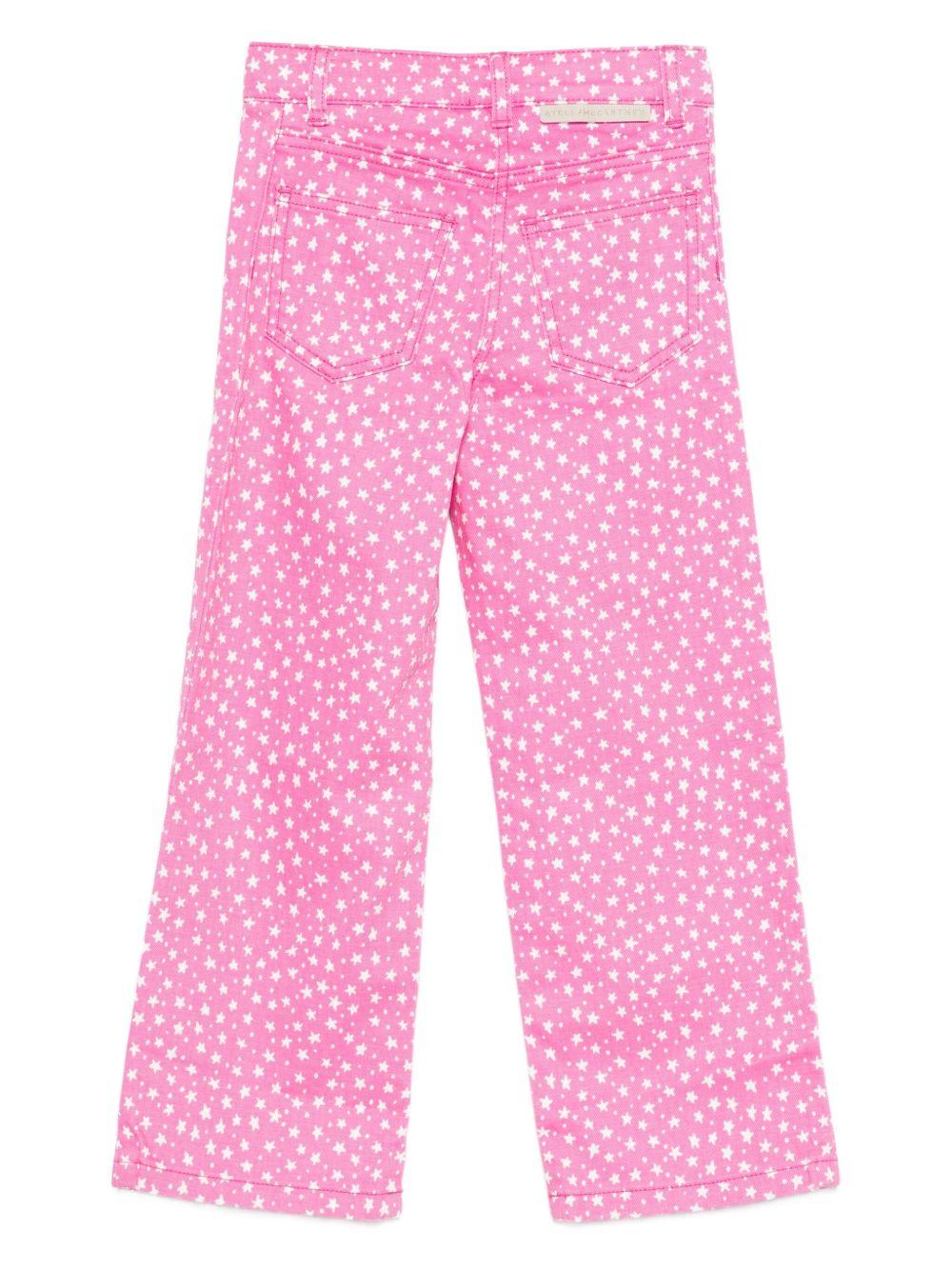 Pantaloni per bambina Stella McCartney Kids rosa con stampa stelle all - over - Rubino Kids