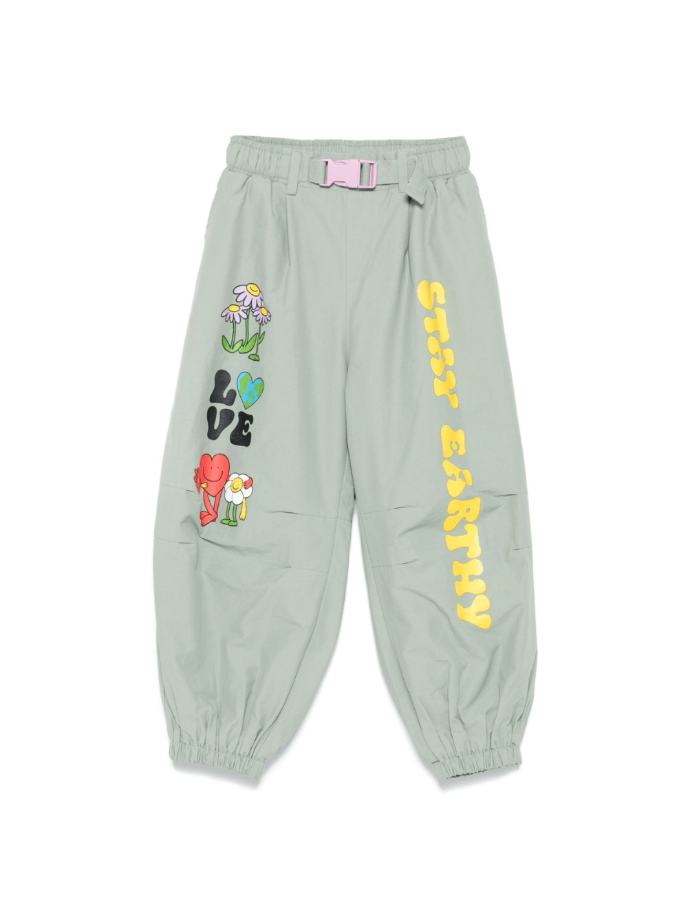 Pantaloni per bambina Stella McCartney Kids verde con stampa grafica - Rubino Kids