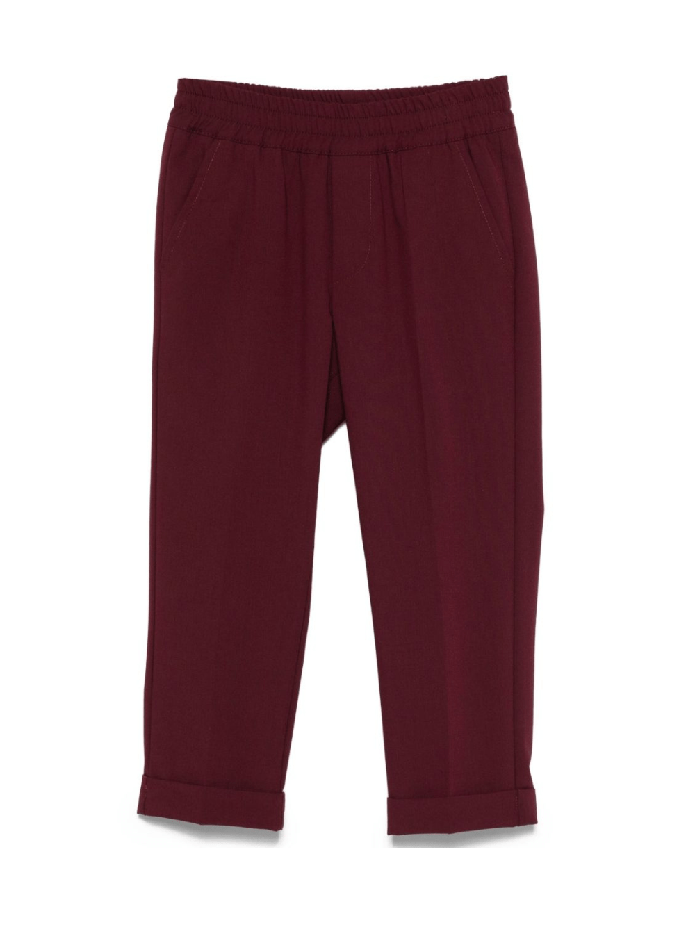 Pantaloni per bambini MSGM Kids bordeaux con elastico in vita e orli svasati - Rubino Kids