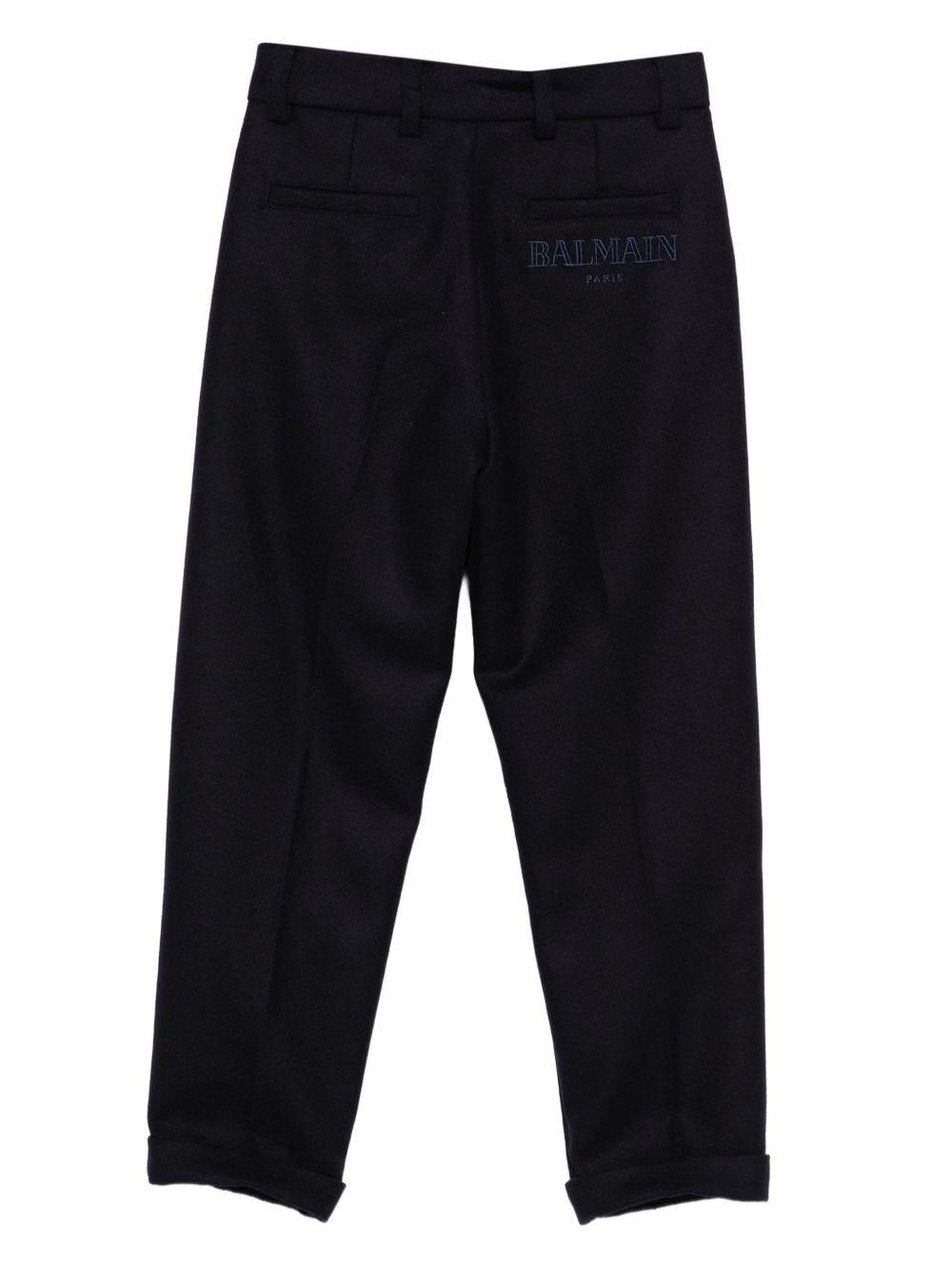 Pantaloni per bambino Balmain Kids blu con logo ricamato - Rubino Kids