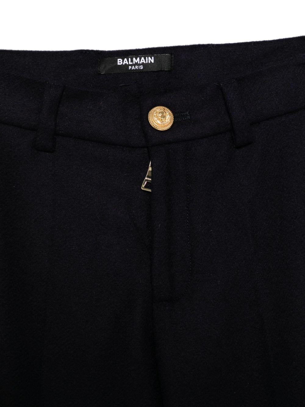 Pantaloni per bambino Balmain Kids blu con logo ricamato - Rubino Kids