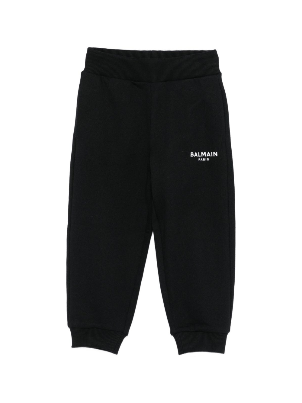 Pantaloni per bambino Balmain Kids nero con polsini elasticizzati - Rubino Kids